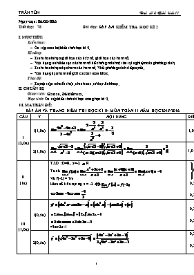 Đại số và giải tích 11 - Tiết 78 - Bài dạy Đáp án kiểm tra học kì 2